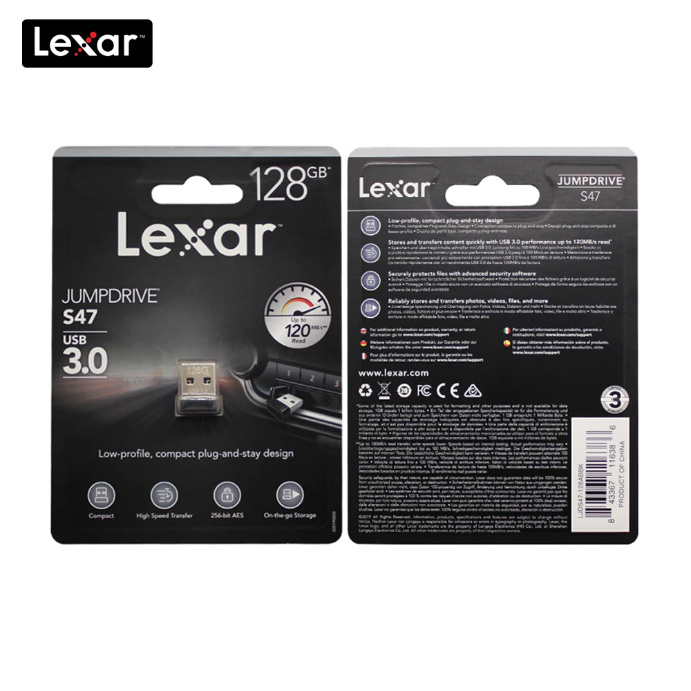100% Оригинальный Lexar JumpDrive S47 UBS 3 0 флэш накопитель 32 Гб 64 128 ГБ USB высокоскоростной