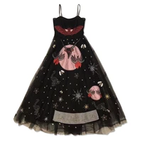 new dress voile strapless runway black tulle spaghetti strap embroidery embroidery yarn custom