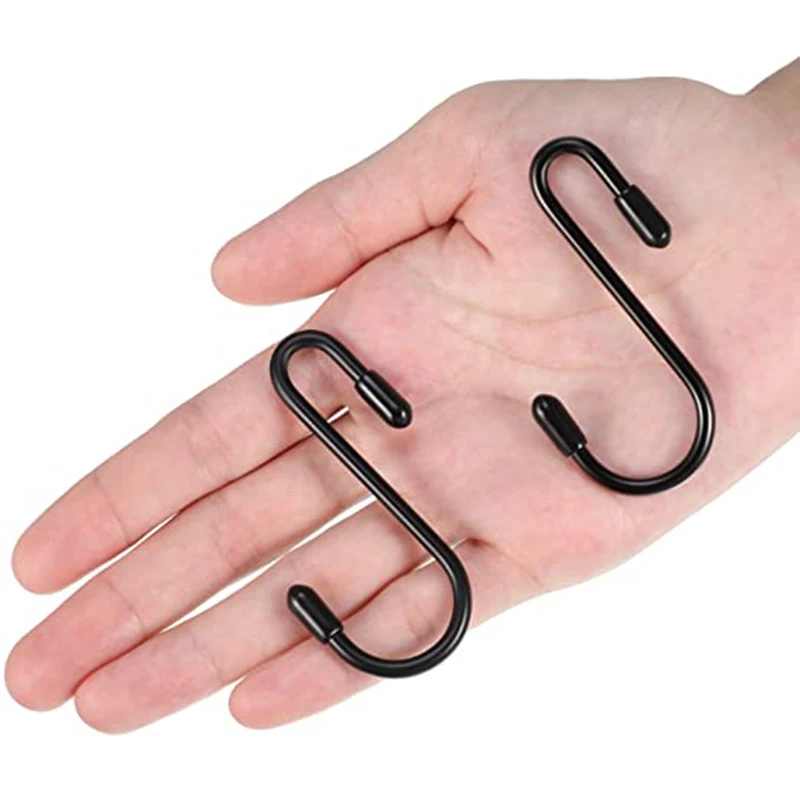 10pcs Black S Shaped Hooks Hanging Heavy Duty Hook Hanger For Kitchen Bar Bathroom Bedroom Office Pancoat Bag Plant Hanging Tool images - 6