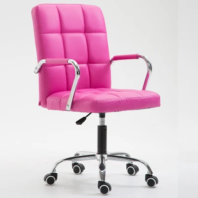 pink leather Офисная мебель регулируемый по высоте вращающийся компьютерный подлокотник для стула кожаный мягкий Конференц-конференции эргономичное офисное кресло - Цвет: pink leather