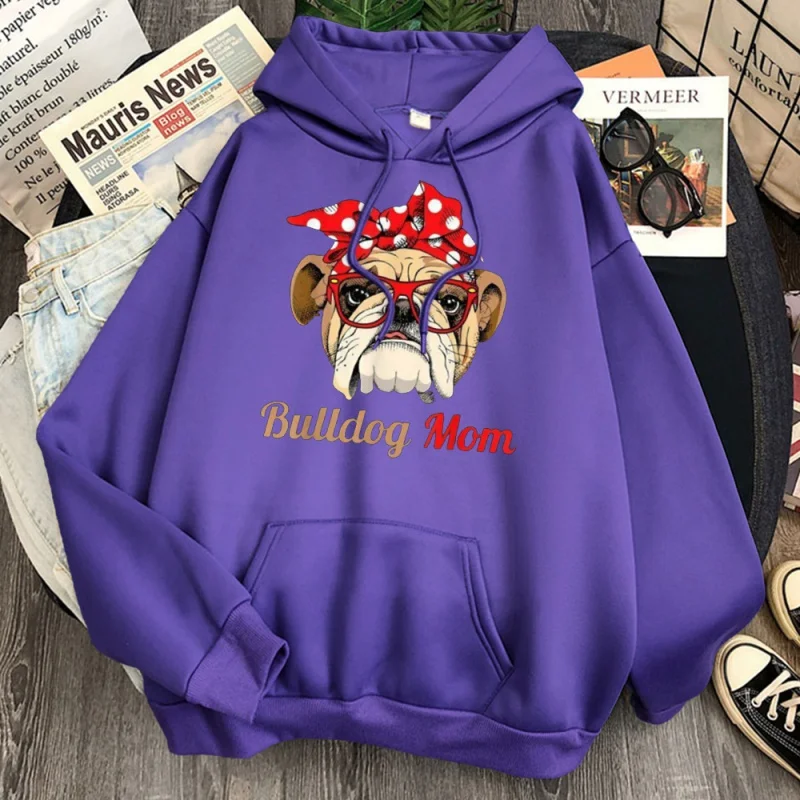 

Buldogue mãe impressão homem moletom harajuku bolso manga longa com capuz pulôver masculino casual desenhos animados com capuz .