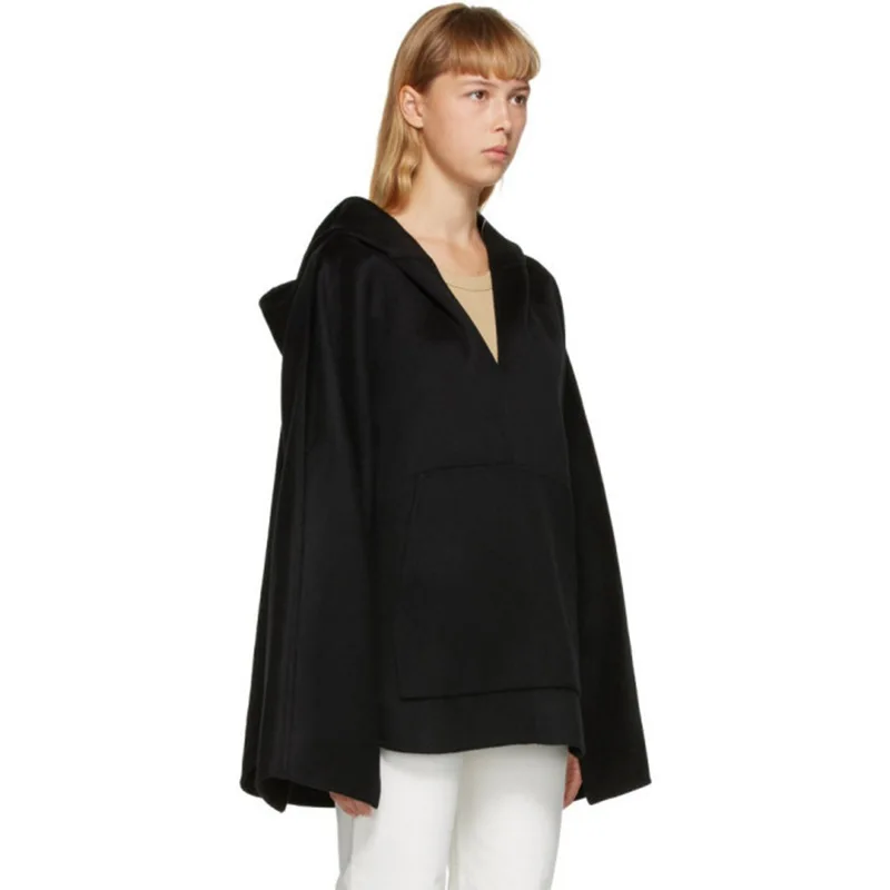 Осень-зима 2021 новый двусторонний свитер с капюшоном женское свободное шерстяное