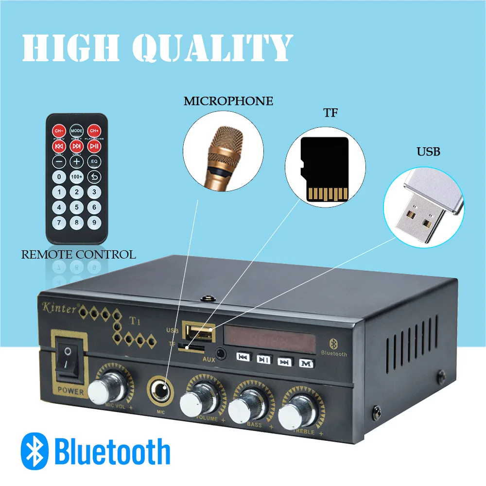 Kinter T1 HIFI Bluetooth усилитель мощности USB MP3 DVD CD SD цифровой радиоплеер стерео
