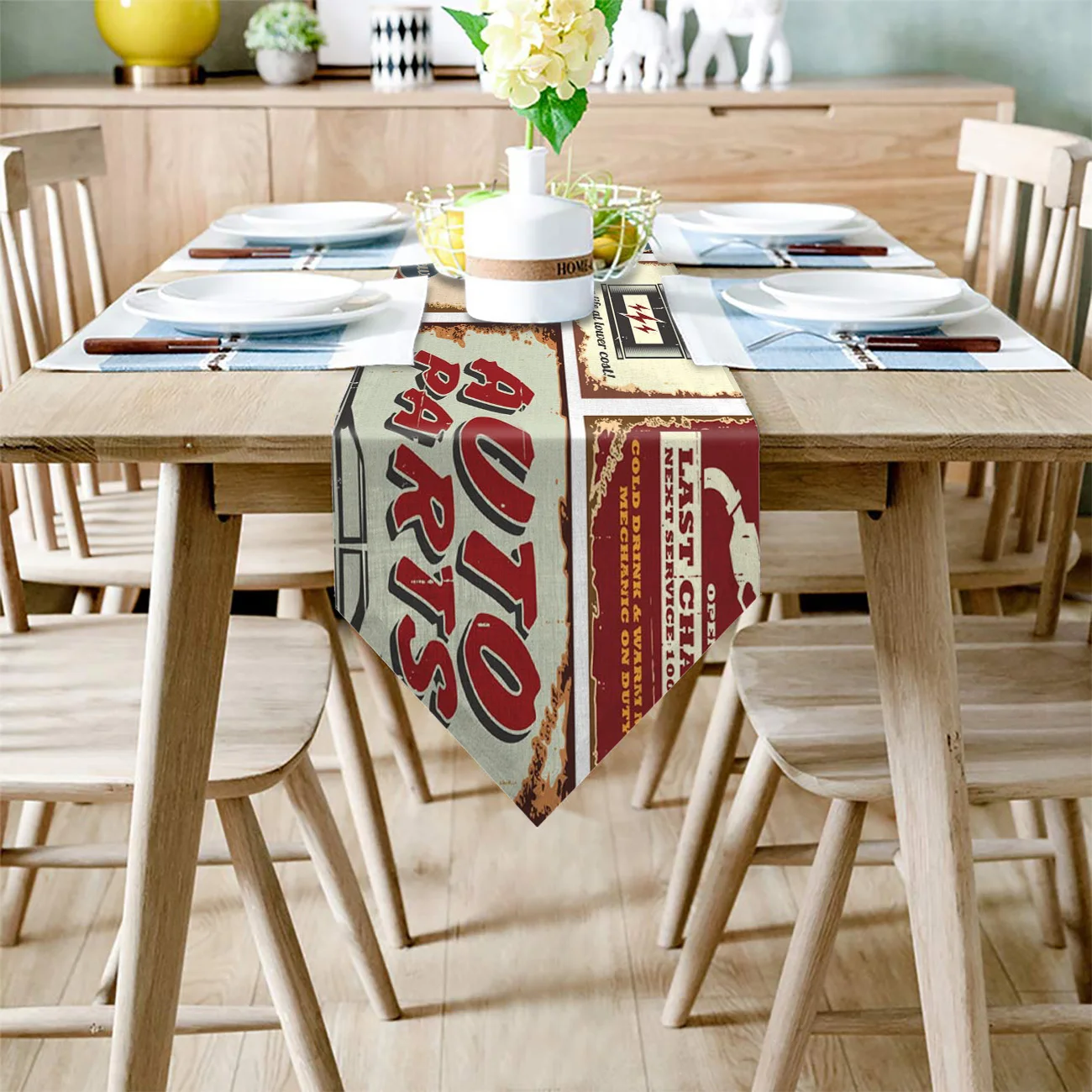 Table Runners Vintage Car Road Mechanic Poster Modern Runner Cloth Dining Decoration for Wedding Party Home Office | Дом и сад