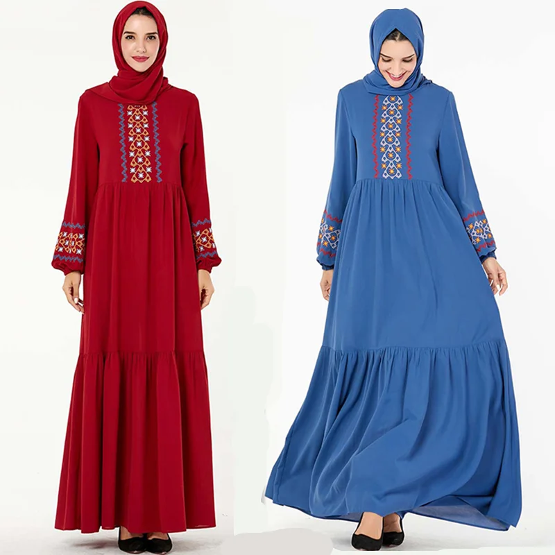 Женское платье кафтан в мусульманском стиле теплое Кафтан синего цвета турецком