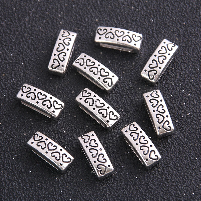 Бусины-слайдеры из кожи для изготовления браслетов сделай сам двухцветные с