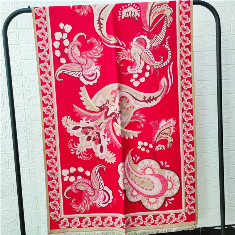 

Осенне-зимний шарф, жаккардовая шаль с цветами кешью, женская имитация кашемира, утепленная Пашмина в этническом стиле для кондиционера