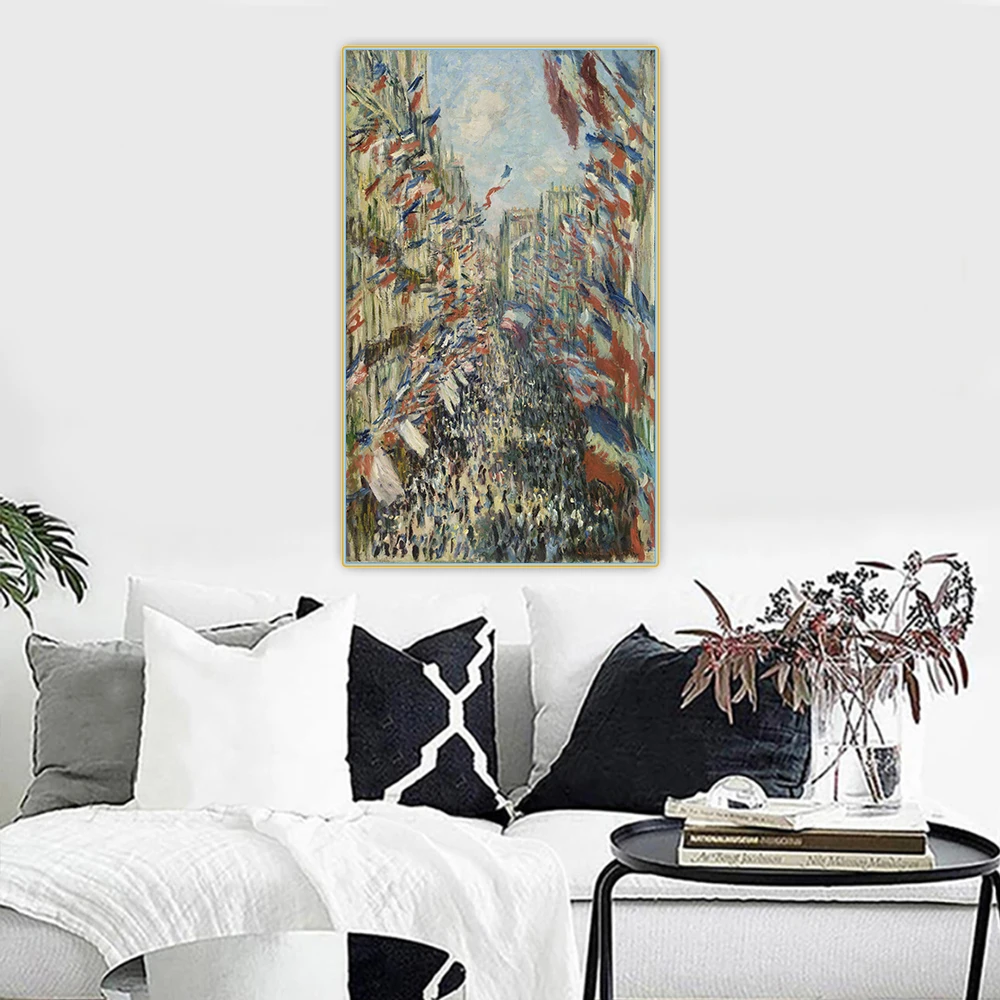 

Citon Claude monet《The Rue Montorgueil in Paris》Canvas Oil Painting Artwork Picture Wall Background Decor Home indoor Decoration