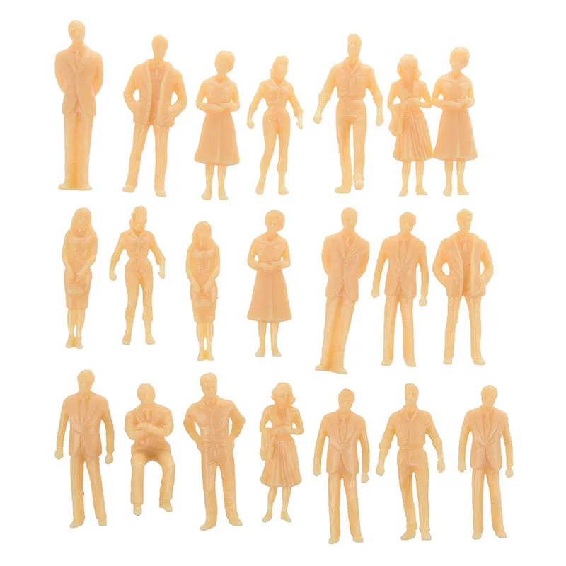 100 шт Неокрашенная модель поезд Люди Цифры масштаб O (от 1 до 50)|Игровые фигурки и