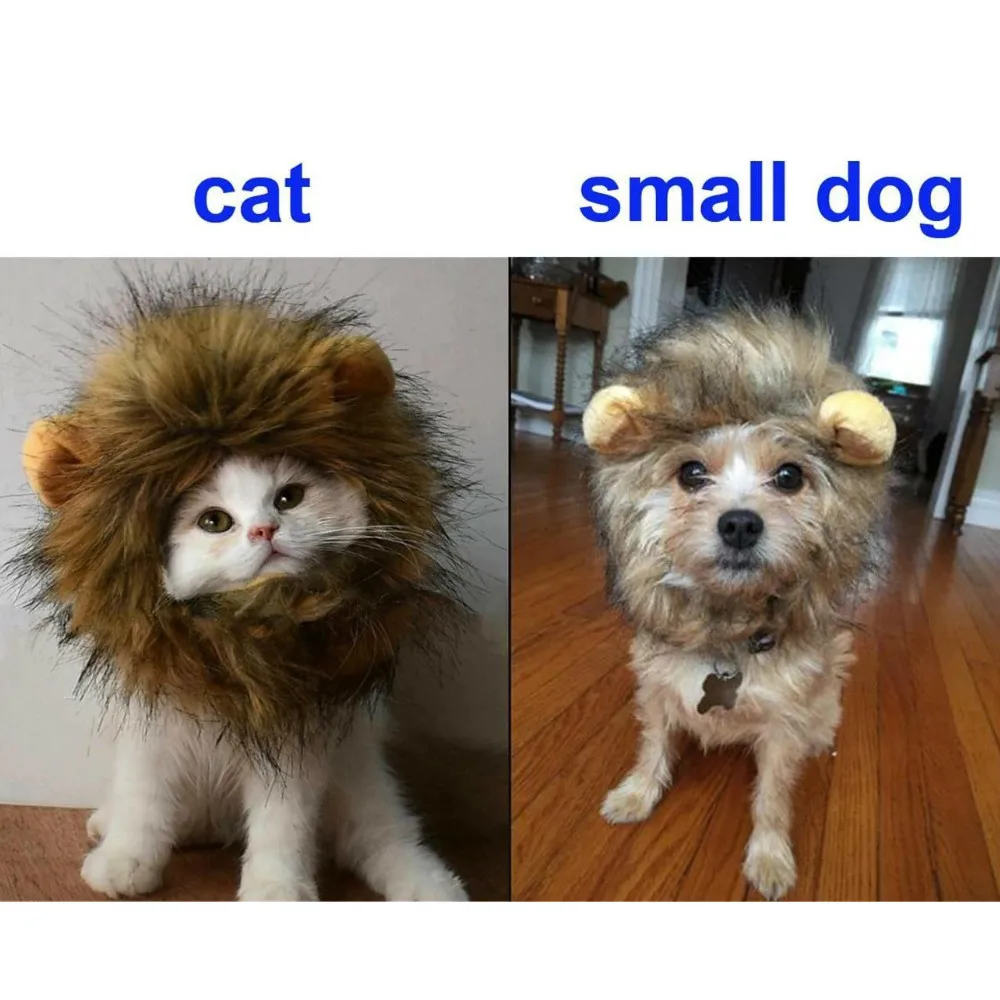 

Dog Dress Small Wig Fancy Christmas Clothes Dog Cap for Costume Clothes Funny Cat Pet Halloween with Pet Mane Lion Hat Ears Cat