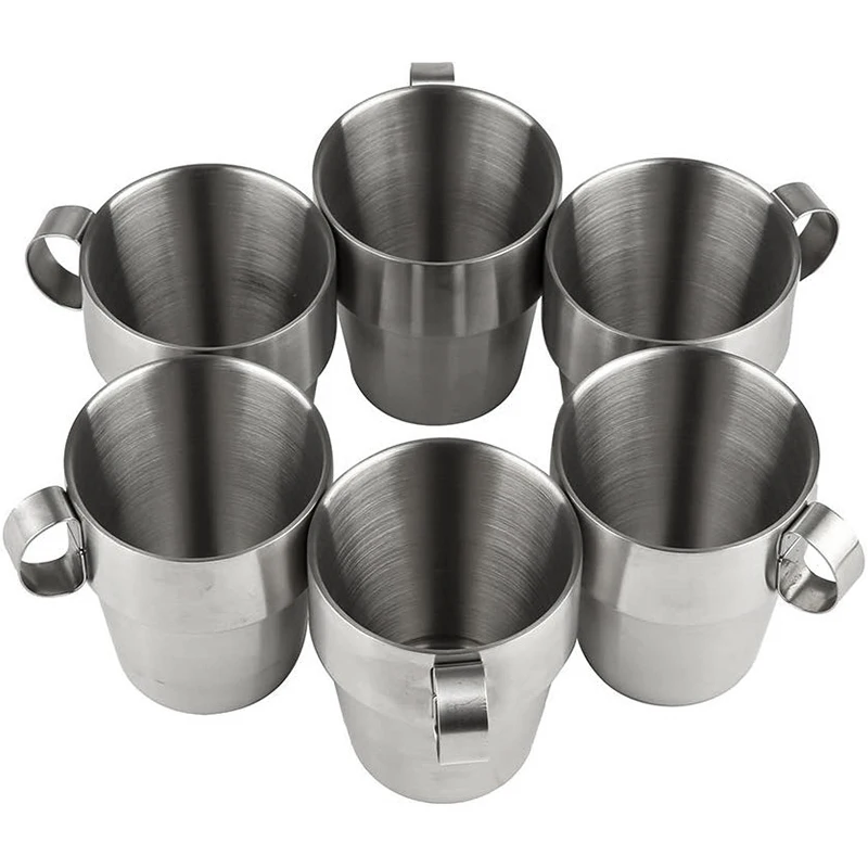 Штабелируемые кофейные чашки для эспрессо из нержавеющей стали с подстаканником