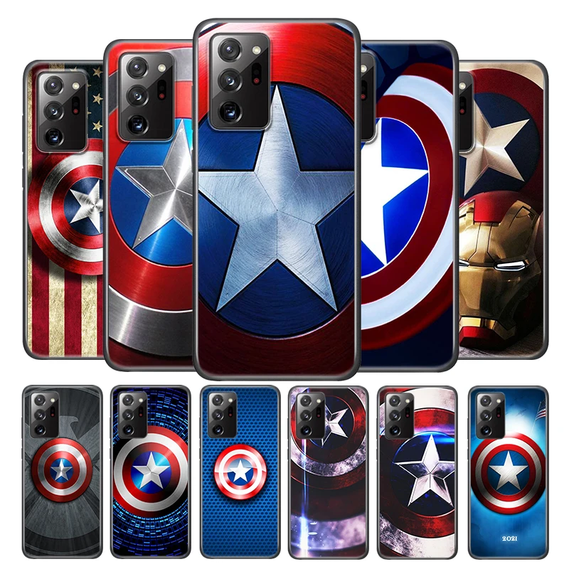 

Avengers Marvel Captain America For Samsung Note 20 Ultra Plus 10 9 8 F52 M62 M60 M31 M01 Core Silicone Soft Black Phone Case
