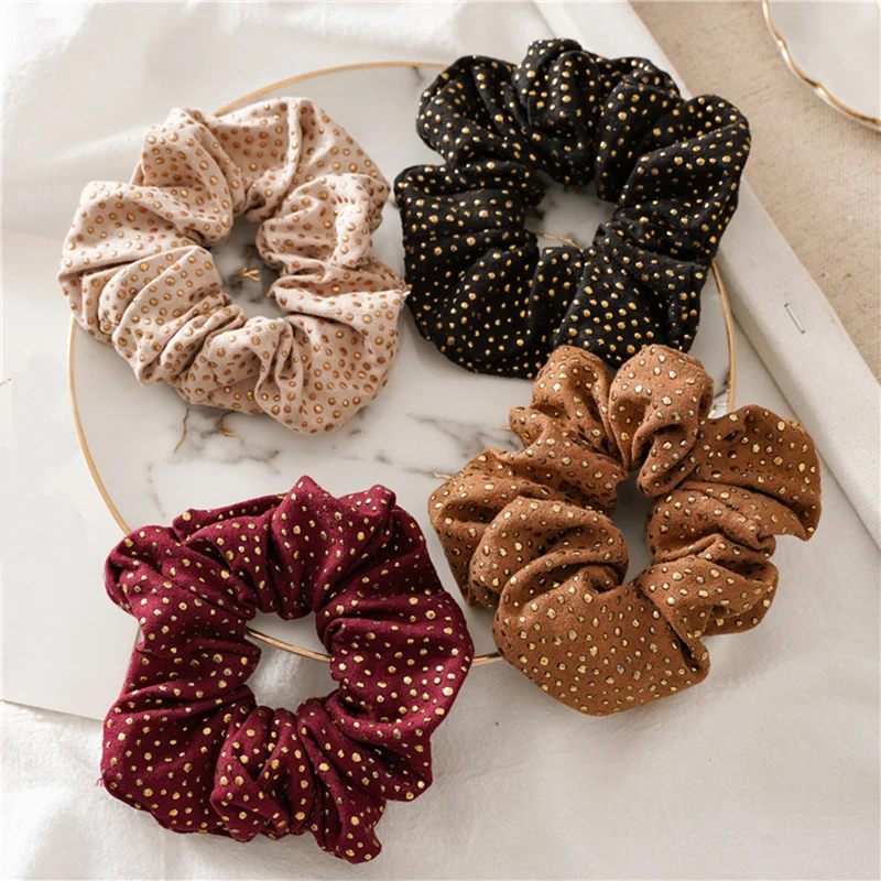 

Scrunchies Set Hair Accessories Velvet Chiffon ties band Sequins organza Ponytail Holder Headwear No Crease Leopard Solid