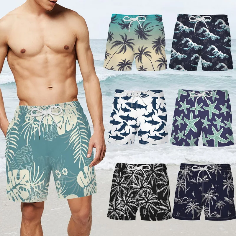 

2021 Summer Style Men Shorts Beach Short Breathable Quick Dry Loose Casual Hawaii Printing Shorts Man Plus Size