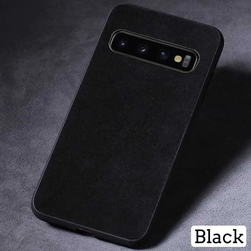 Чехол для телефона для samsung Galaxy S10 S8 S9 Note 8, 9, 10, плюс S7 край A7 A8 J5 J6 J7 A70 A50 A40 замшевая кожаная накладка на заднюю панель телефона - Цвет: Черный