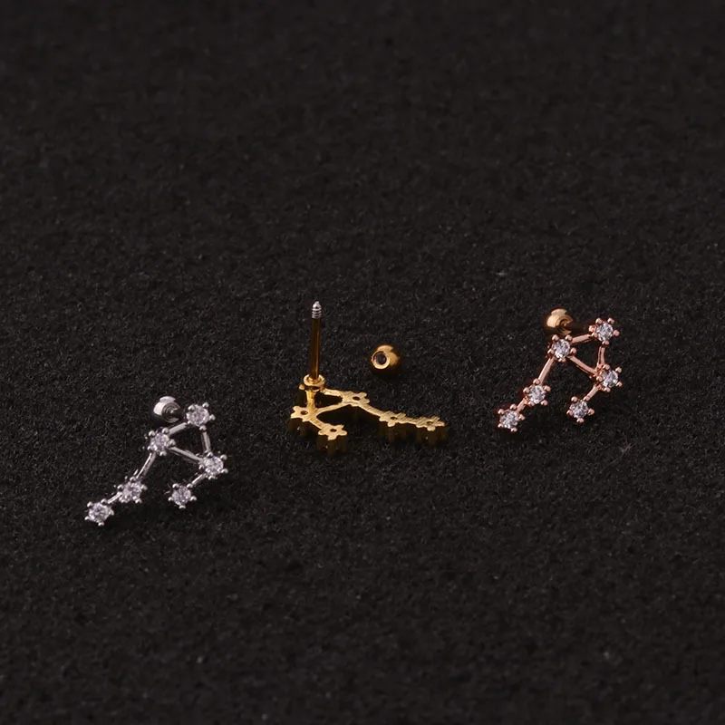 

Ear Rings Creative 12 Constellation Ear Stud Anti-Allergy Stainless Steel Zircon Ear Bone Stud Delicate Cartilage Earrings