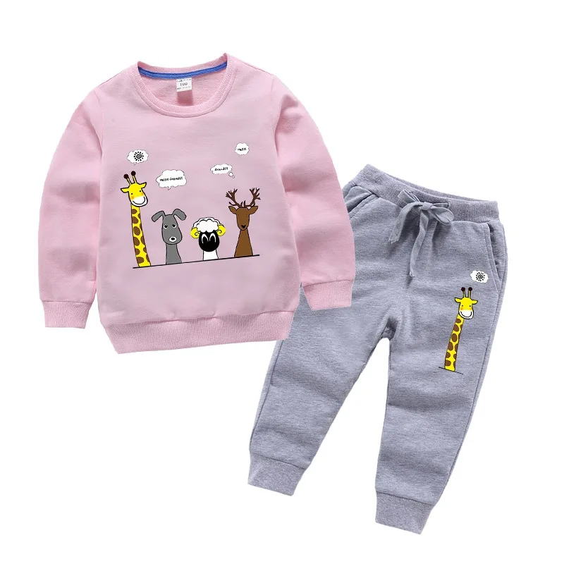 Комплект одежды с изображением животных для мальчиков и девочек из 2