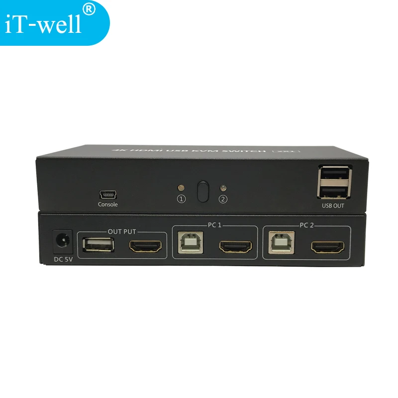 USB HDMI KVM переключатель 2 порта 4K разделитель сплиттер коробка для обмена принтером