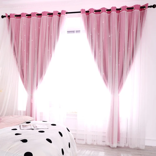 pink CDIY Звездные теплоизолированные затемненные шторы для гостиной, спальни, современные оконные шторы, занавески, жалюзи, тканевые занавески для двери - Цвет: pink
