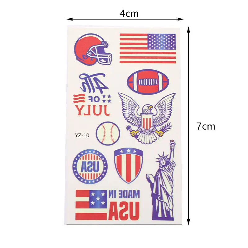 

10Pcs/lot Luminous Tattoo Sticker Glow-in-the-dark Independence Day Tattoo Temporary Stickers Party Disposable Tattoo Stickers