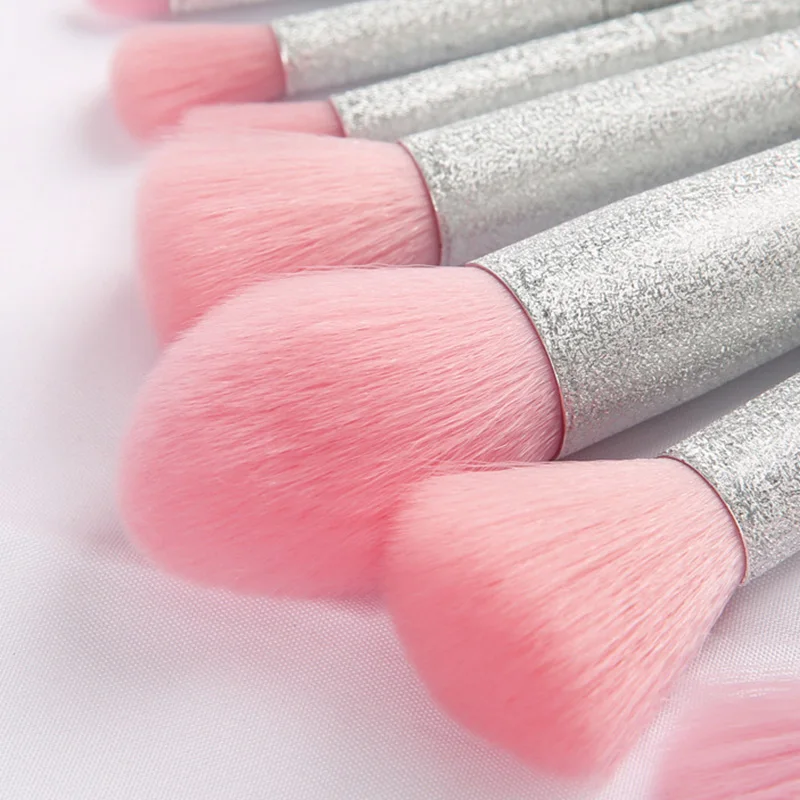 

10PCS Pink Makeup Brushes Foundation Concealer Blusher Make Up Brush Set Super Soft Synthetic Hair Cosmetic Tools