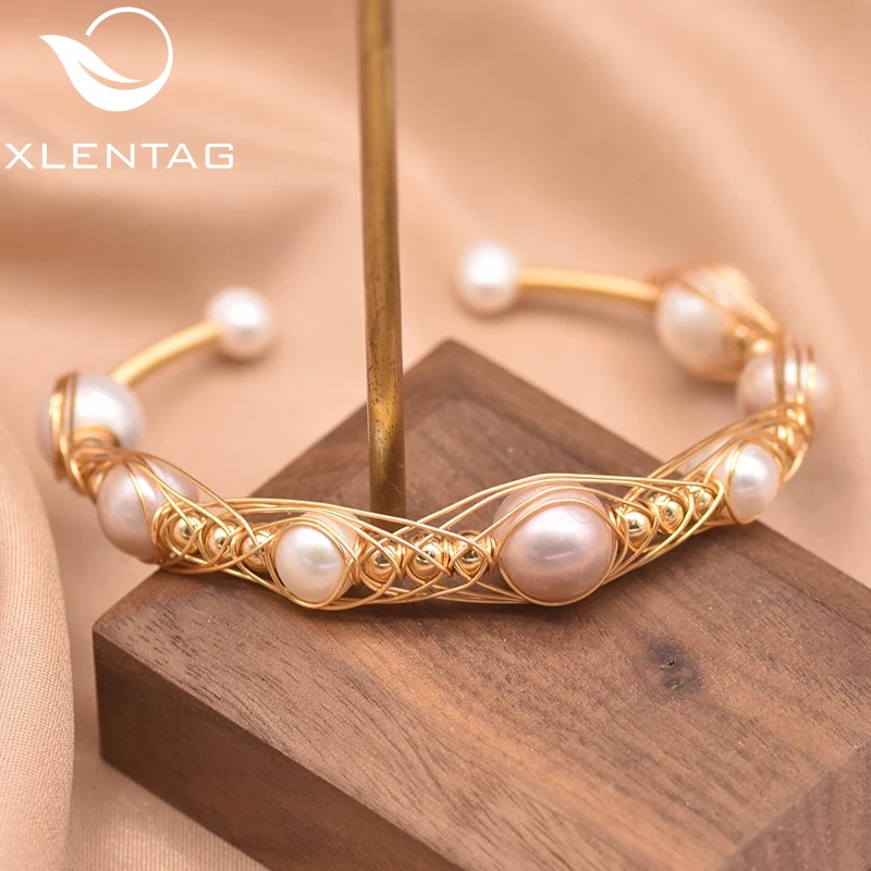 XlenAg натуральный барочный жемчуг Открытый браслет для запястья благородный