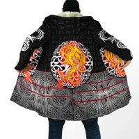 nidhogg viking tattoo 3d over printed hoodie cloak for men and women winter fleece wind breaker warm hood cloak