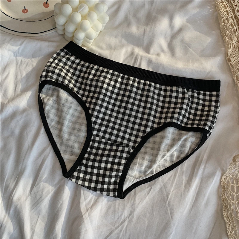 Черные трусики с принтом вишни 4 предмета нижнее белье со средней талией для