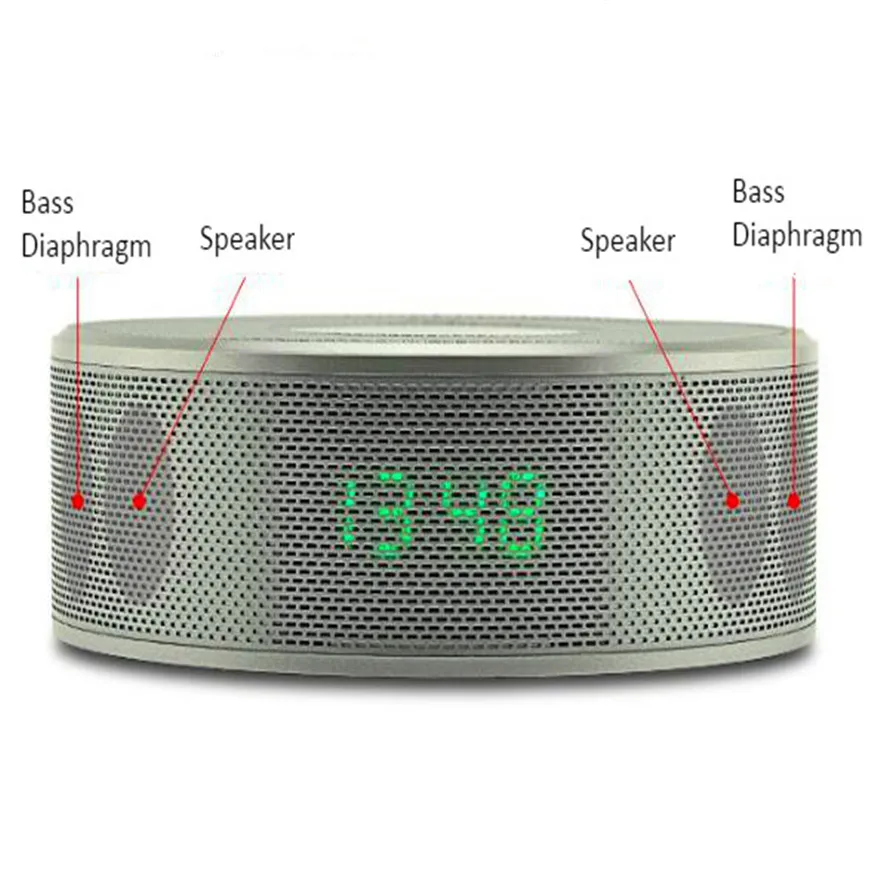 Круглый Nfc будильник микро Sd Bluetooth Aux Стерео портативный динамик Беспроводное