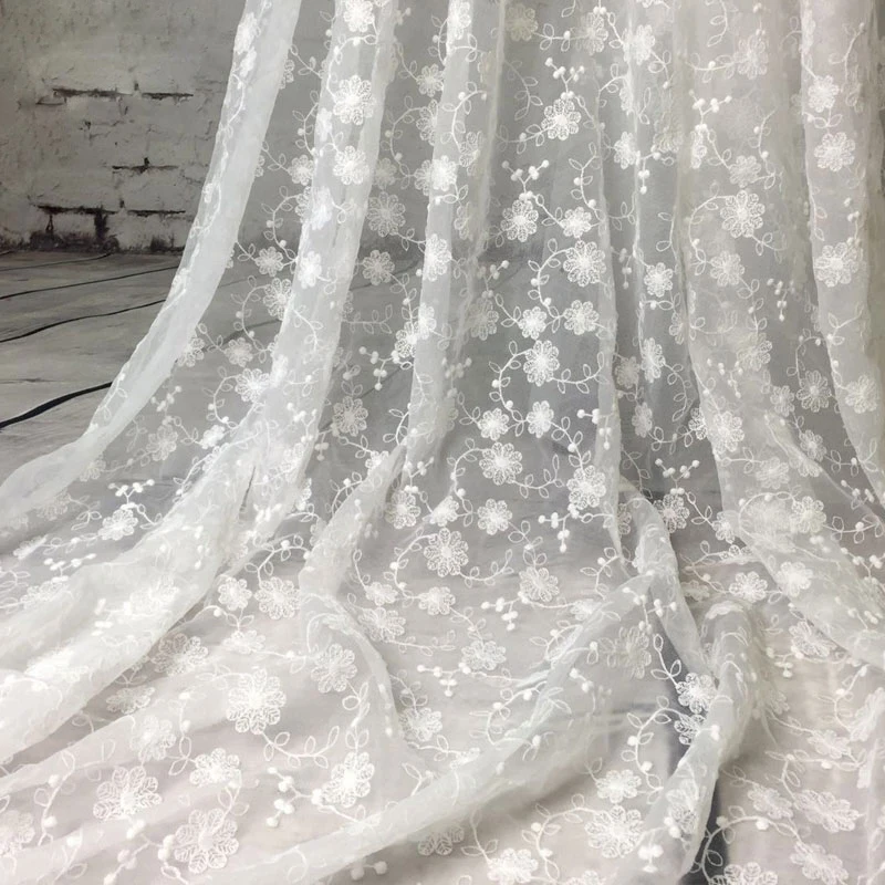 

1yard chantilly white wedding lace fabric white ivory French embroidery lace fabric for lace accessories Wedding dress clothes