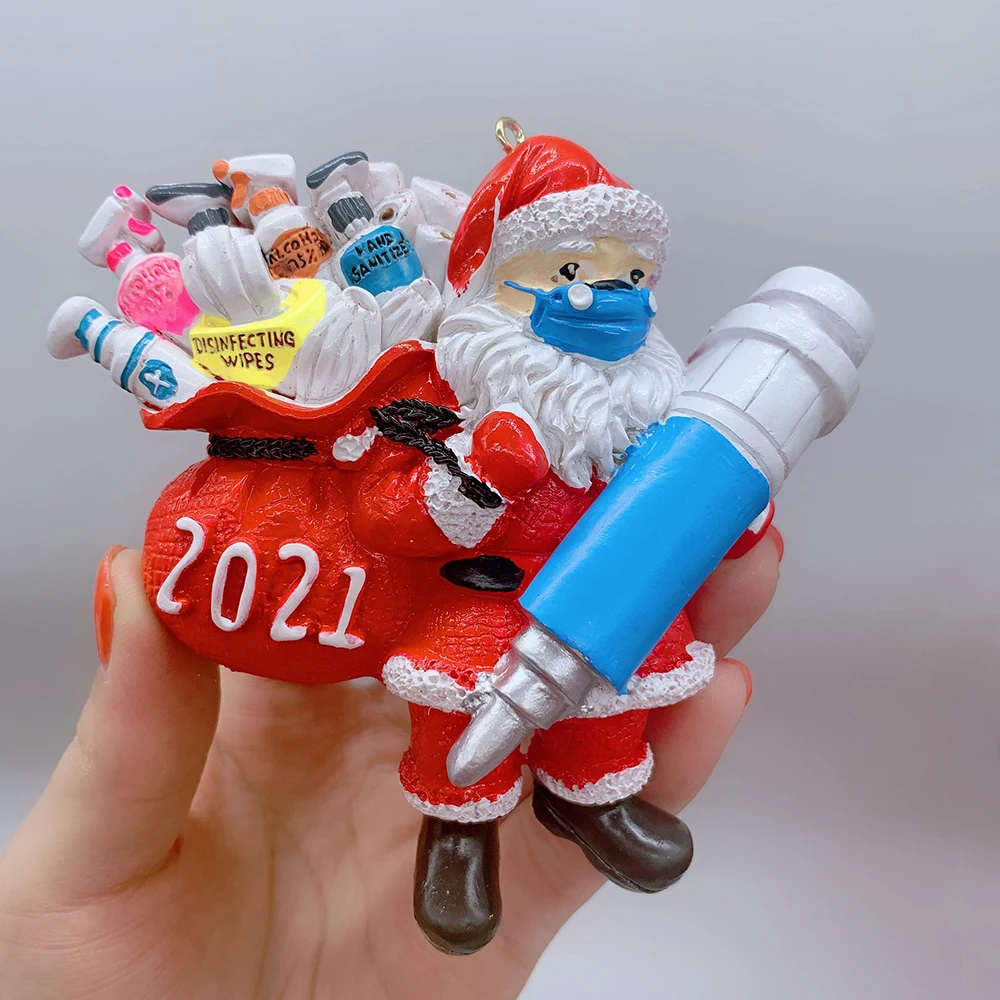 2021 персонализированные украшения для рождественской елки 3D Санта-Клаус с маской