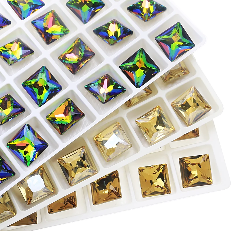 Красочные 3D квадратные камни стразы бриллианты нейл арта украшения стеклянные