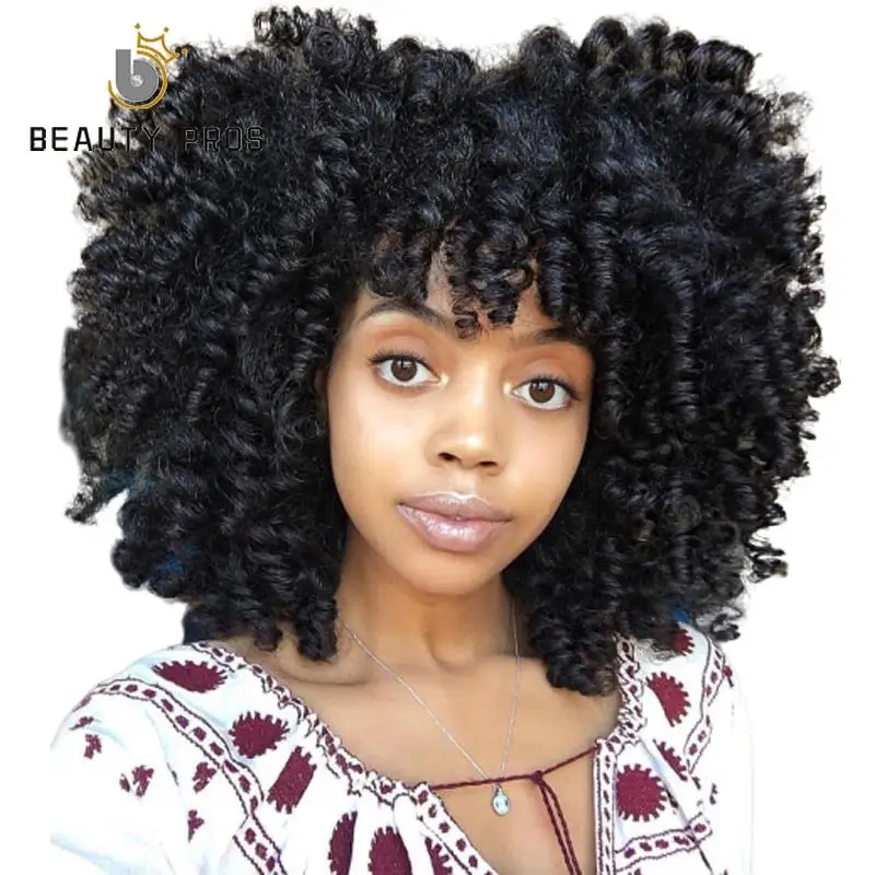 

BEAUTY PROS Afro Synthetic Loose Curly Wig For Black Women Heat Resistant Fluffy Hair Short Natural Full Wigs