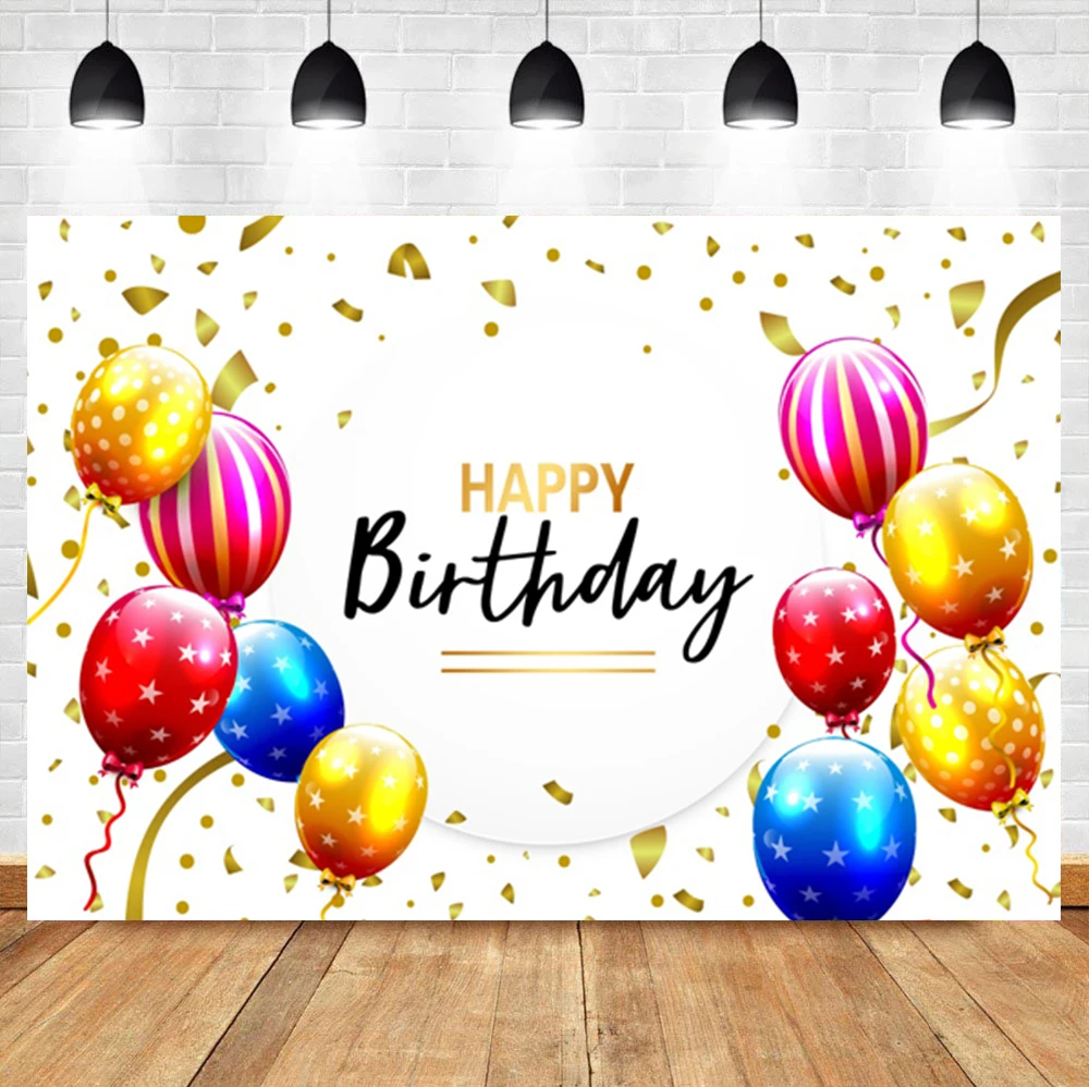 

Laeacco Colorful Balloons Stars Baby Birthday Banner Custom Photography Backdrop Photographic Photo Background For Photo Studio