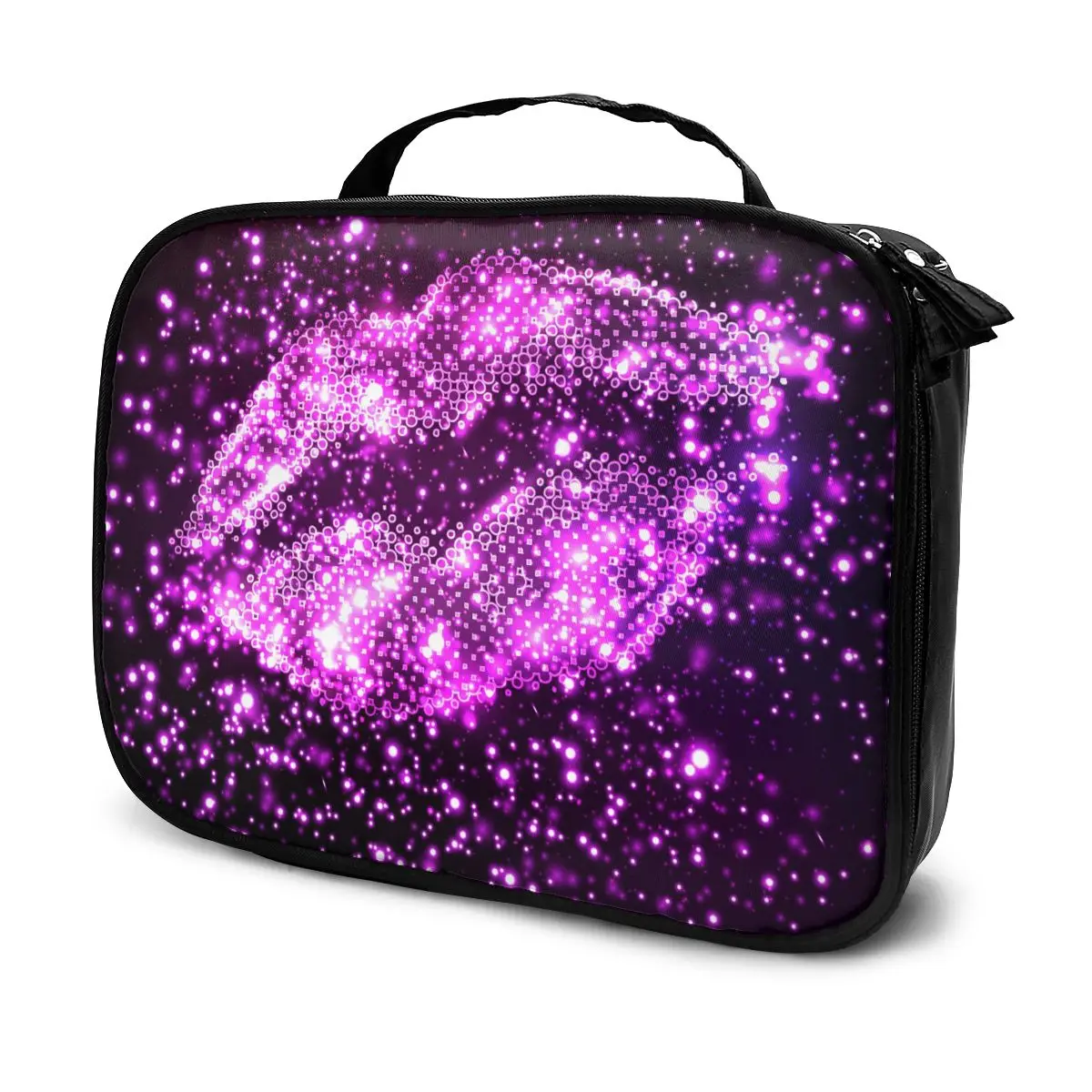 

Portable Women Make Up Cosmetic Bag Bright Purple Lips Waterproof Travel Beauty Case Organizer Toiletry Kit Bag Wash Pouch