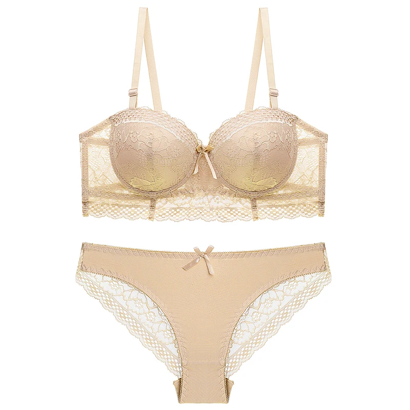 Комплект нижнего белья женский кружевной пуш-ап с получашками | Женская одежда
