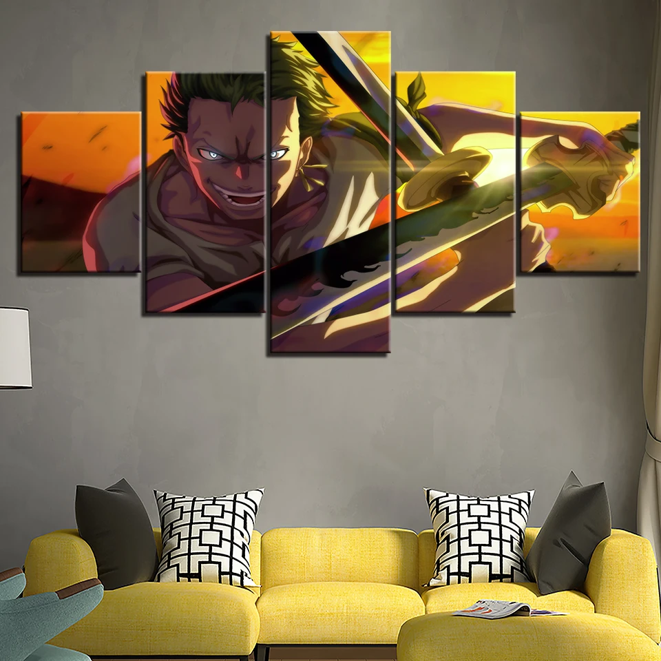 

Modern Anime Canvas Poster One Piece Roronoa Zoro Picture 5 Pieces HD Print Wall Art Painting Nordic Living Room Home Decor