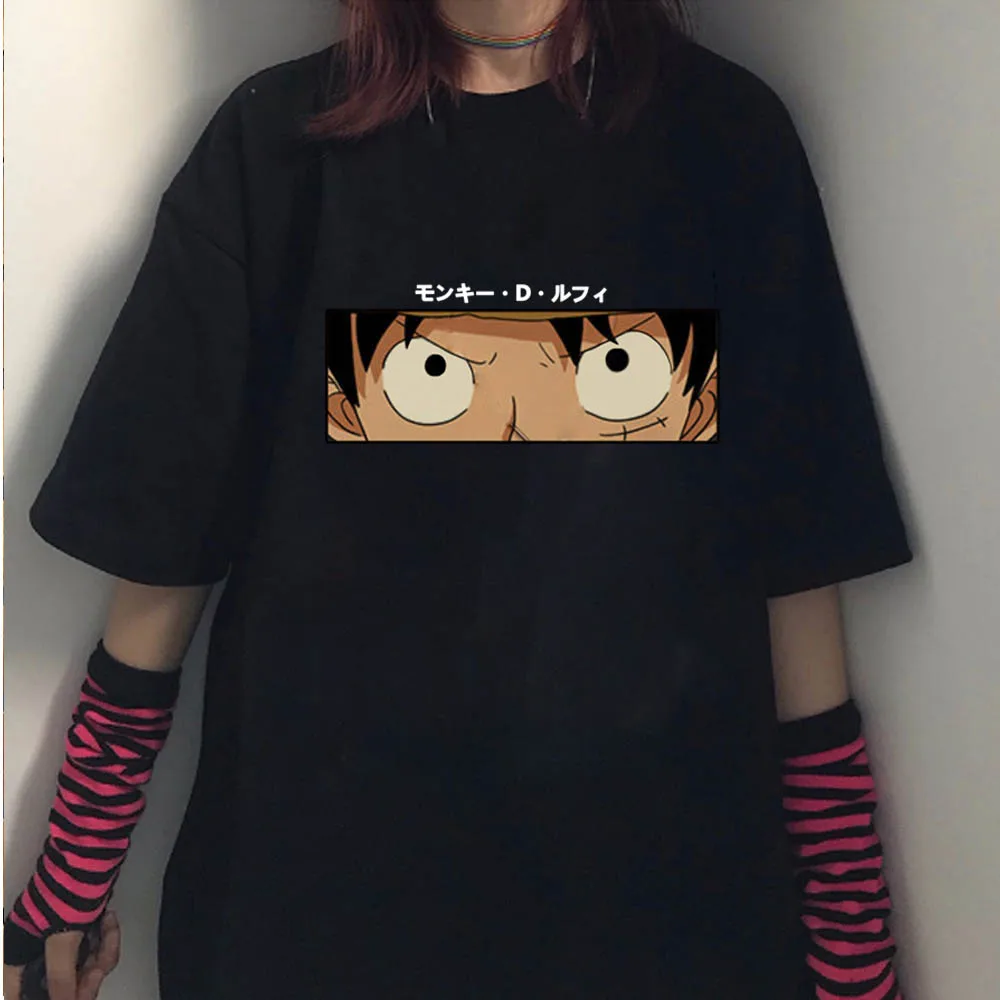 

Hot Anime One Piece T-Shirt Men Cotton T Shirt Luffy Print Oversize Tops Tees
