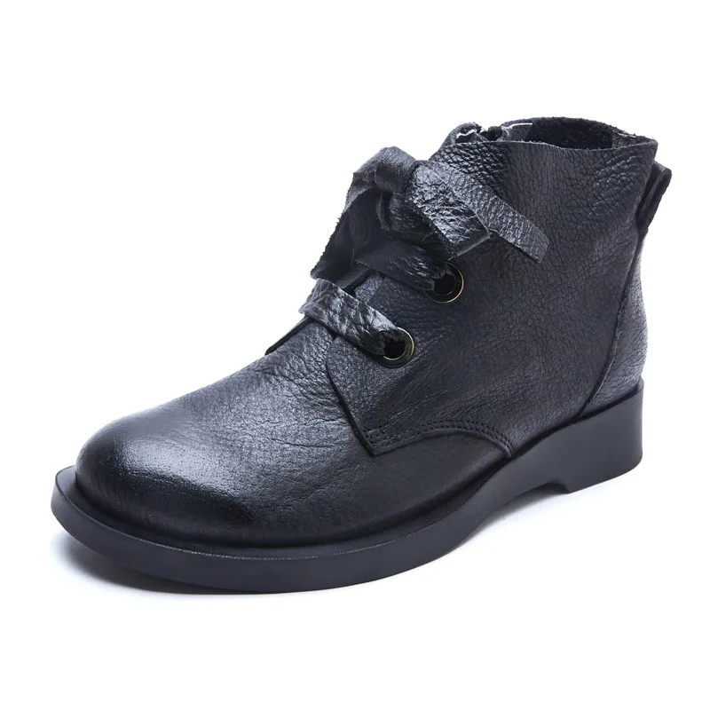 

Cearymade-New College Style Genuine leather ankle boots,British Style Leather Belt Low heel Simple Side Zipper Hundred Shoes