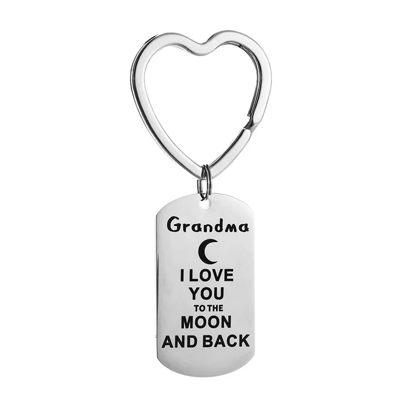 

To Grandma Mum Niece Mom Dad Nephew Nana Fashion Stainless Steel Keychain Family Lettering KeyChain Gift DIY Custom Wholesale