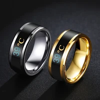 smart body temperature sensitive ring jewelry titanium steel fashion display realtime temperature finger ring women men jewelery