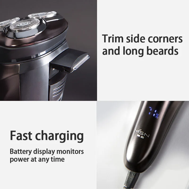 

Electric Shaver electric Razor Beard Machine for Men Waterproof Dry Wet Beard Trimmer Rechargeable washable LCD Display