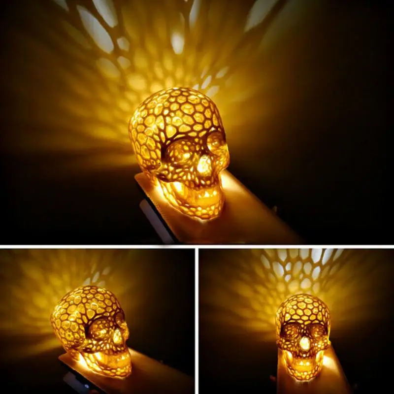 Horror Skull Hollow Lamp Vintage Artificial Head Headlight Lighting Art Decoration Halloween Ornament | Дом и сад