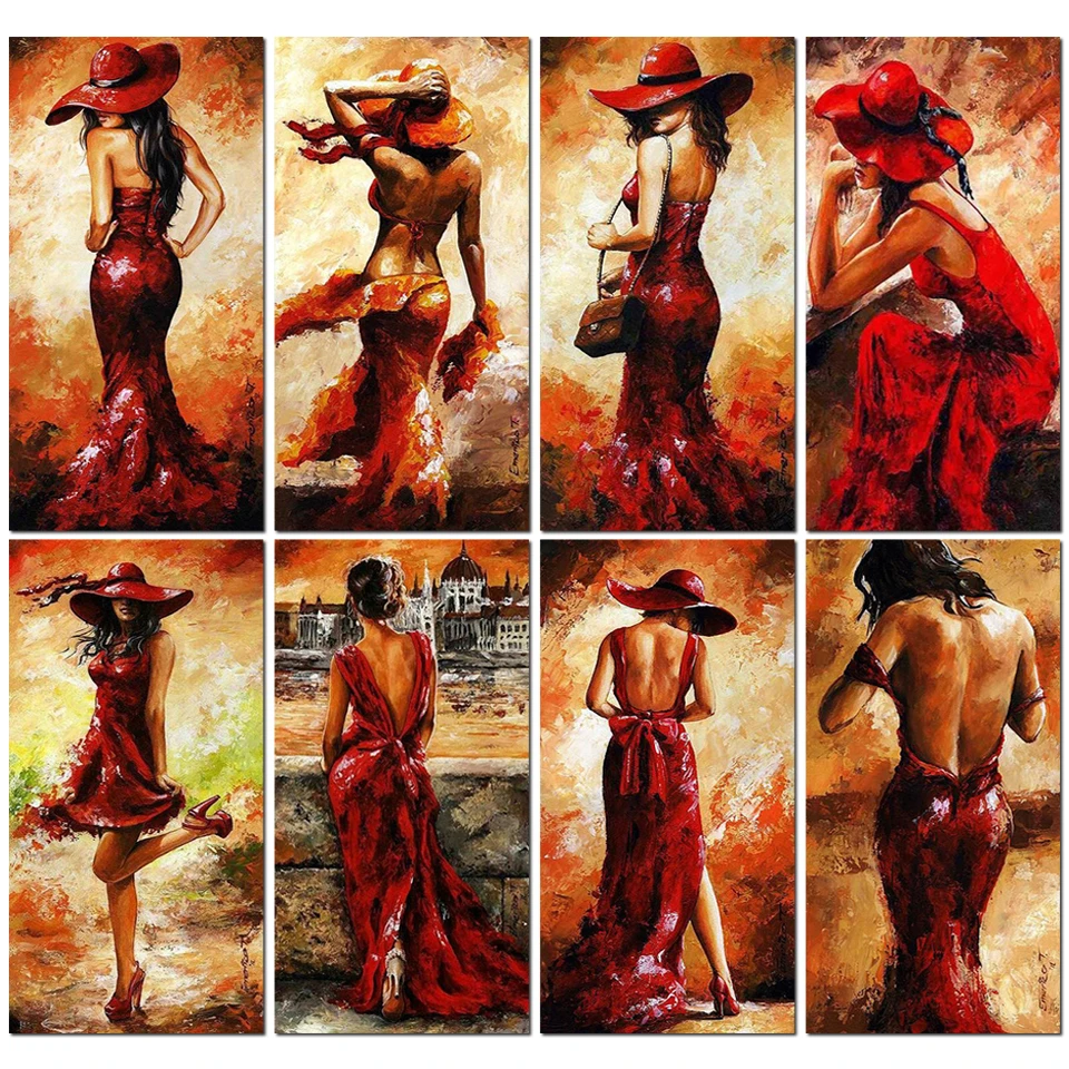 

5D Diy Diamond Painting Red Dress Sexy Woman Handicraft Needlework Artist Living Room Decoration Diamond Mosaic Embroidery