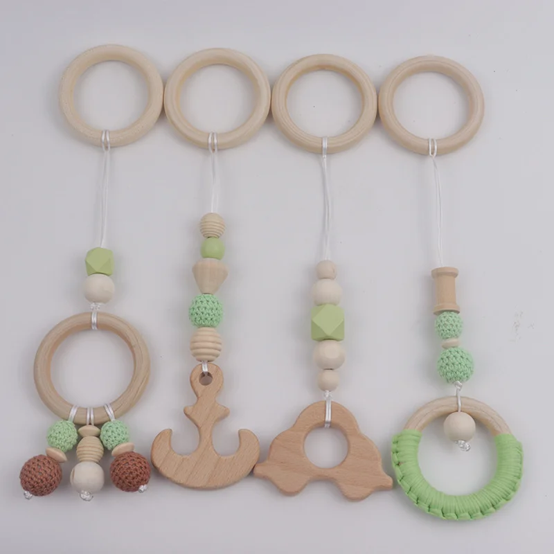 4 Pc/set Lovely Baby Wood Chain Rattle Toys Nursery Kids Room Decoration Accessories Gym Play Rack Hanging Decor Ornaments