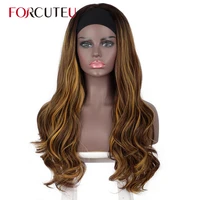 highlight wig headband wig synthetic long wavy headband wigs for women glueless wig natural hair ombre blonde brown red black