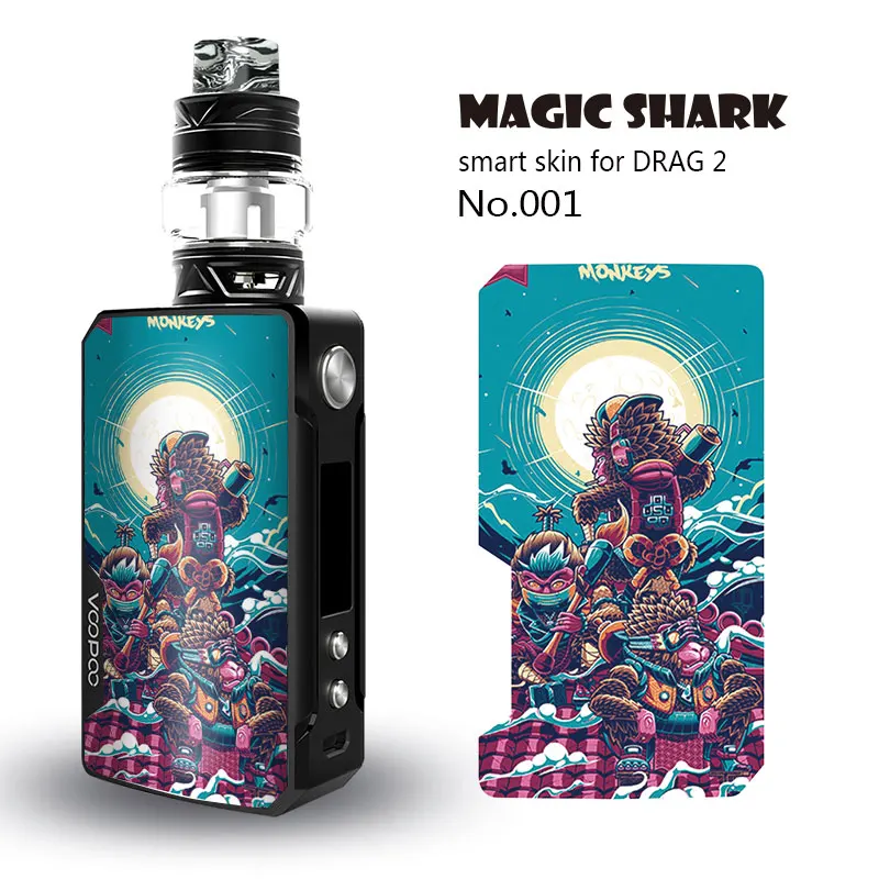 Чехол наклейка из ПВХ для Voopoo Drag 2 с изображением тигра волка мотоцикла|Наклейки