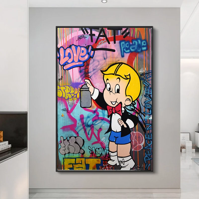 Алек Монополи Ричи Мани Граффити Арт Холст Картины На Стене Постеры И Печати Уличные Картинки Для Домашнего Декора.