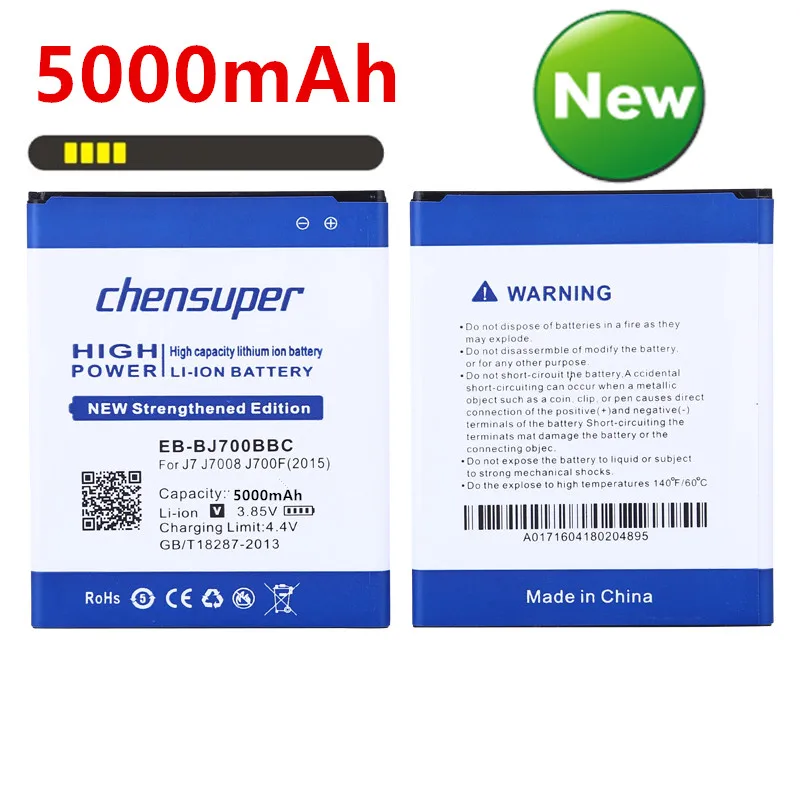 Новый аккумулятор 5000 мАч для телефона Samsung GALAXY J7 J7008 J700F EB BJ700BBC J7000 J700 ON7