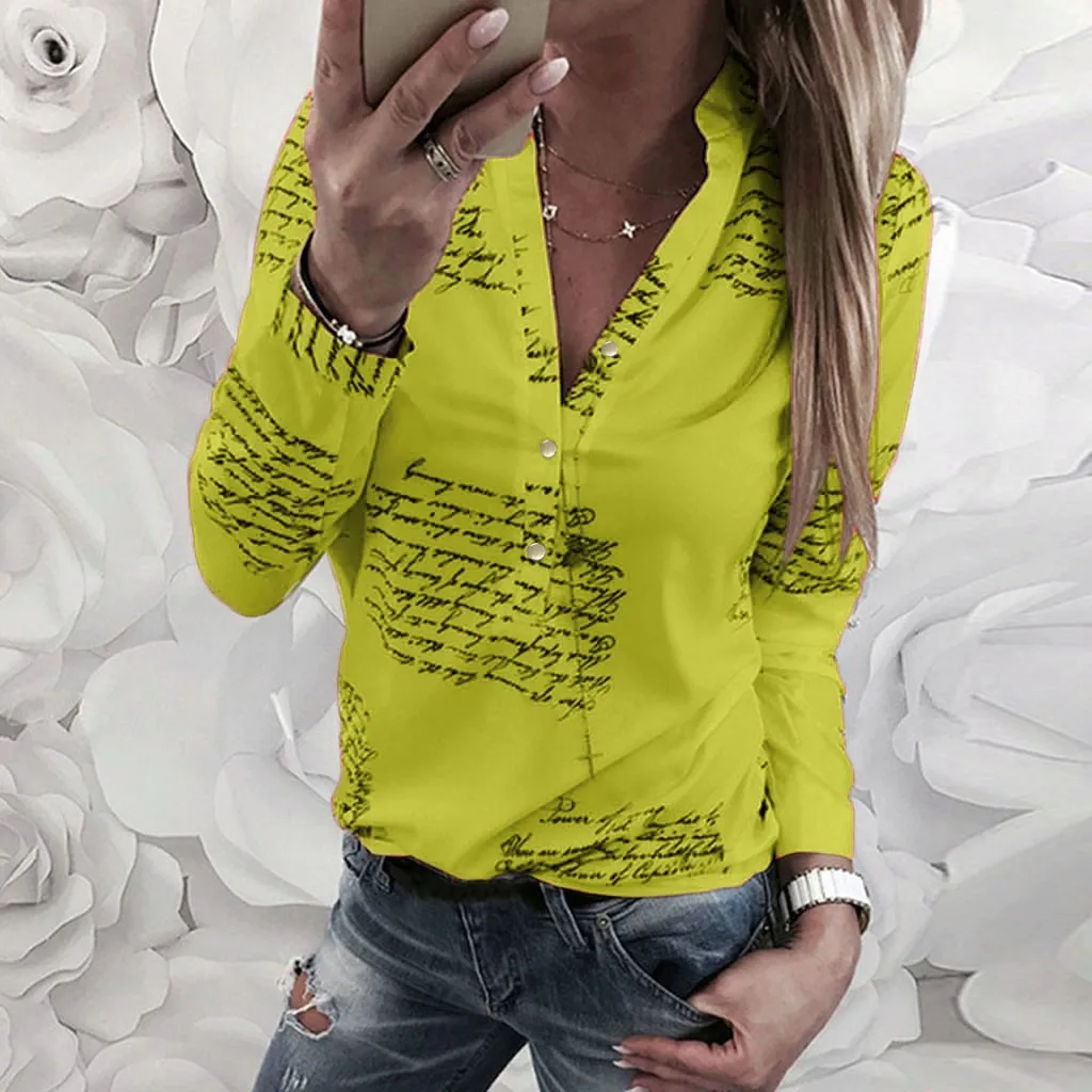 Женские рубашки с длинным рукавом 2020 модные женские V-образным вырезом и